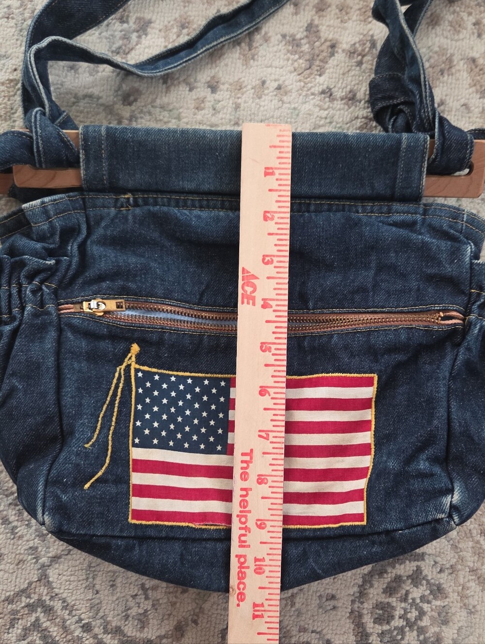 Denim Shoulder Bag Patriotic USA Fabric Y2K Americana - Picture 10 of 10